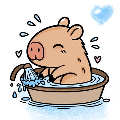 capybara taking a bath