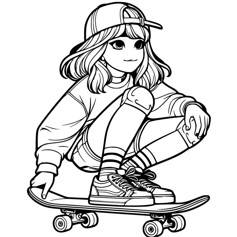 skater realistic girl