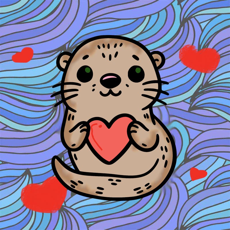 otter with a heart
