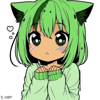 shy anime catgirl