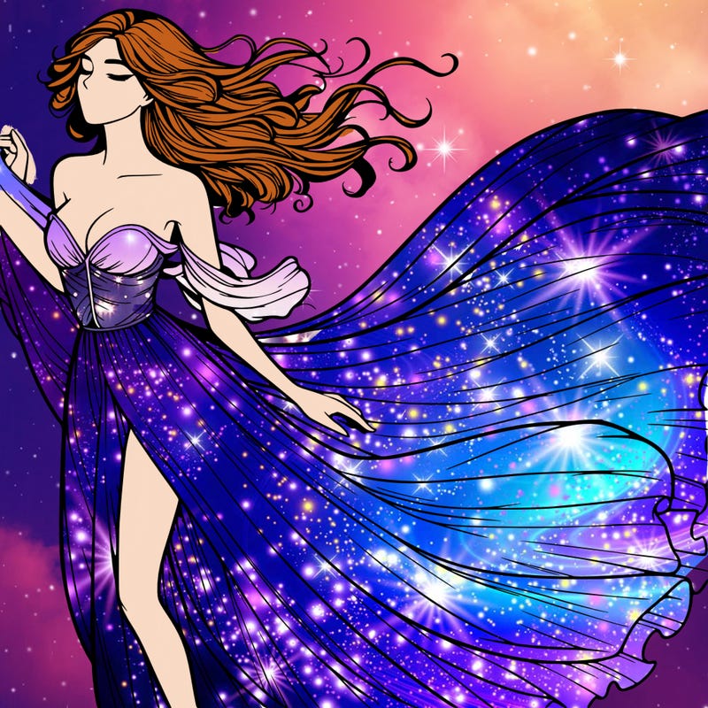 realistic woman in dress flowing the the wind