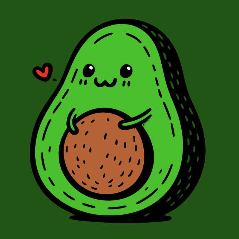 an avocado hugging an avocado