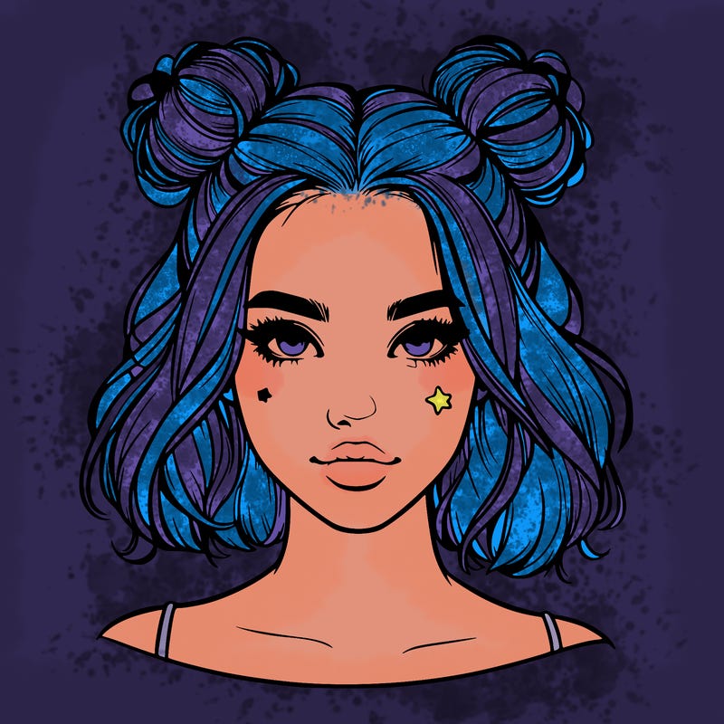 realistic girl with space buns