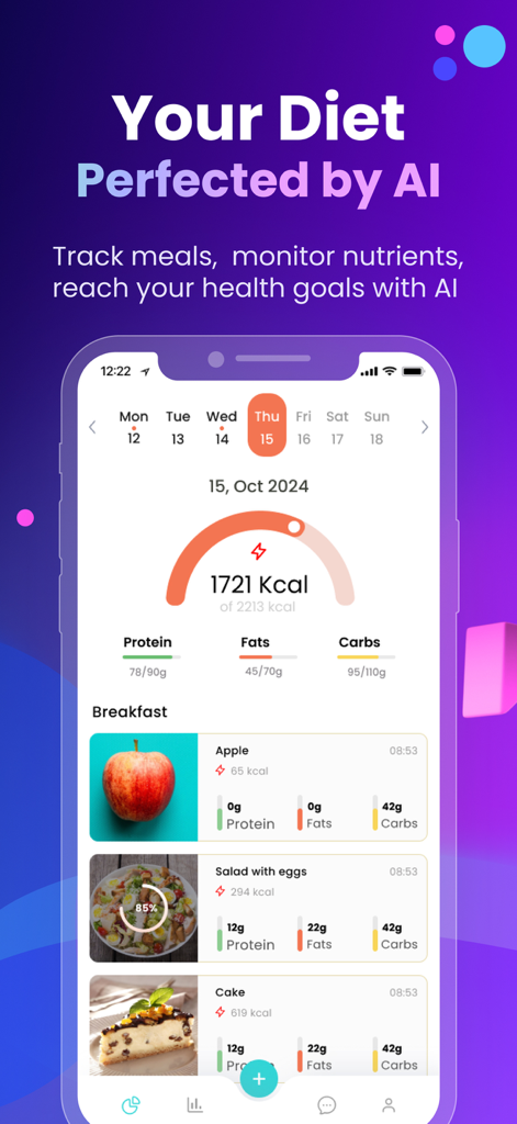 Cal.AI - Calorie Tracker - Cal.AI app interface showing daily calorie intake and nutrition tracking summary