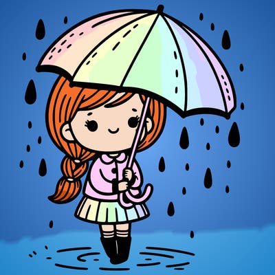 girl with a umbrella in the rain
