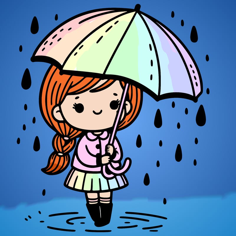 girl with a umbrella in the rain
