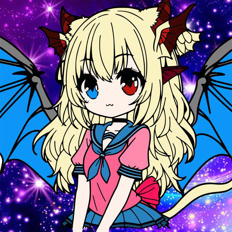 a anime girl with dragon wings and cat ears