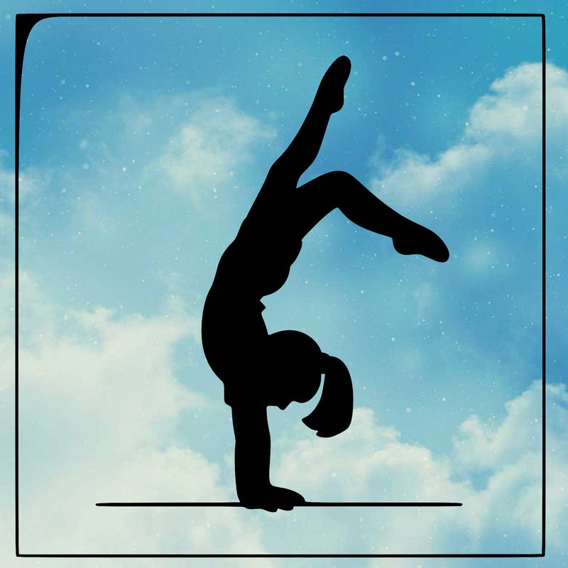 gymnastics doing a handstand also a girl
