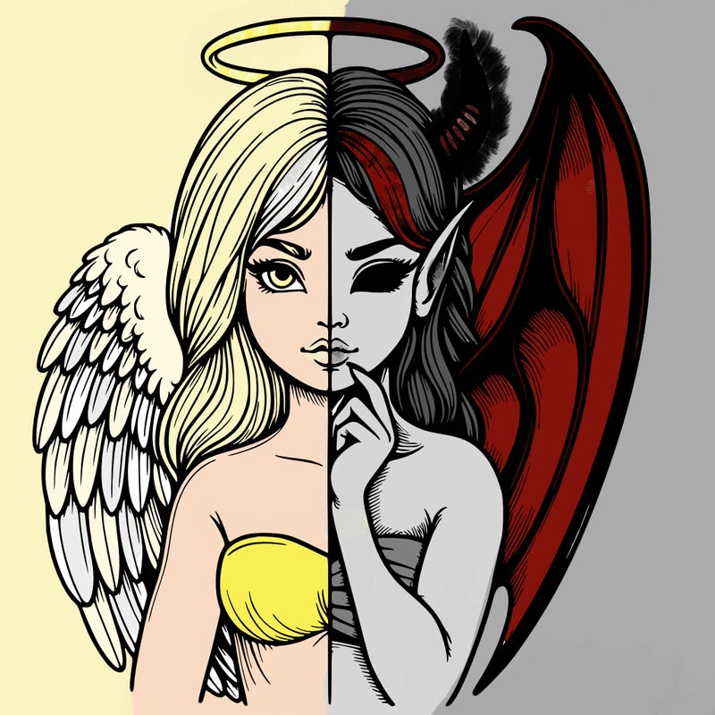 realistic angel half demon