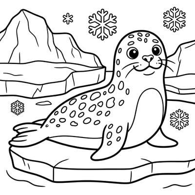Introduce your little ones to the wonders of the Antarctic with this adorable leopard seal coloring page. Designed specifically for toddlers, it features chunky outlines and large areas, perfect for developing fine motor skills and sparking creativity.