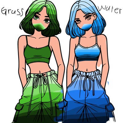 two girls with crop top with baggy pants