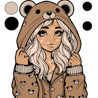 realistic girl in a animal pjs hoodie