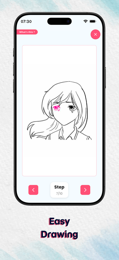 Drawing & Paint : Ar Drawing - A mobile screen showing a step by step anime girl drawing tutorial in the AR Drawing app