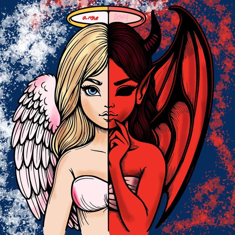 realistic angel half demon