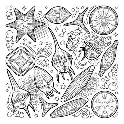 Discover the unseen beauty of the ocean with this captivating Pop Art phytoplankton coloring page. Its bold outlines and unique patterns offer a refreshing and artistic coloring experience.