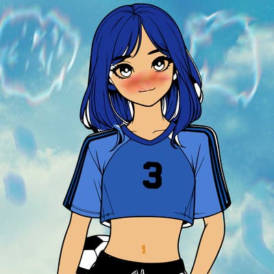 realistic girl wearing soccer jersey