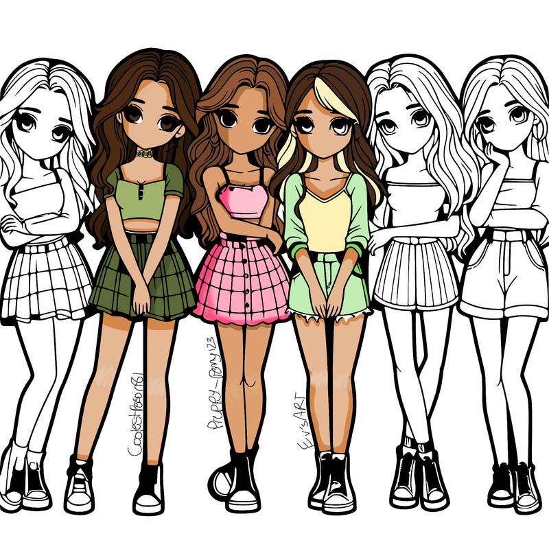 a group of girls realistic