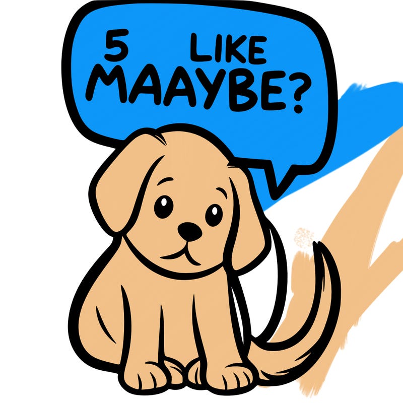 a puppy that says 5 like maybe
