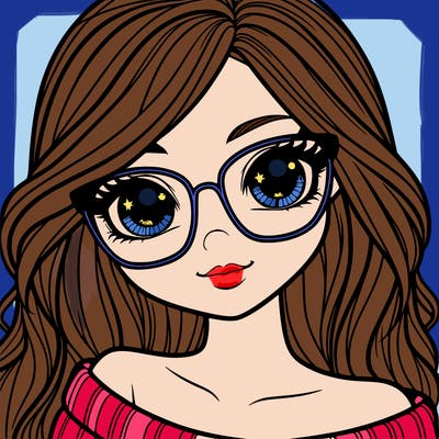 girl with beautiful eyes, hair, and glasses