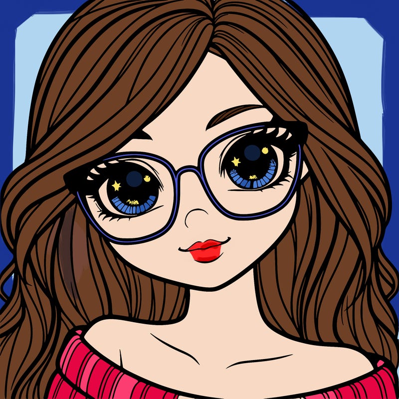 girl with beautiful eyes, hair, and glasses