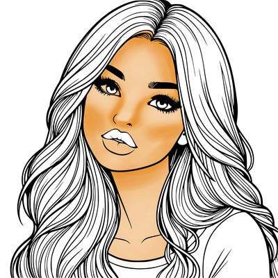 realistic girl with hair on her hair and lips