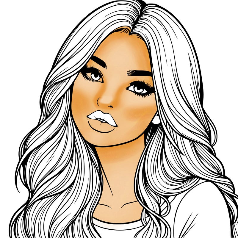 realistic girl with hair on her hair and lips