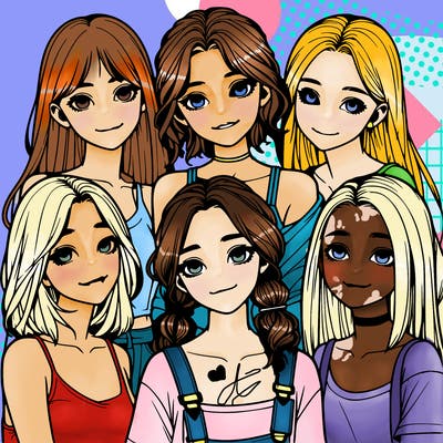 a group of girls realistic