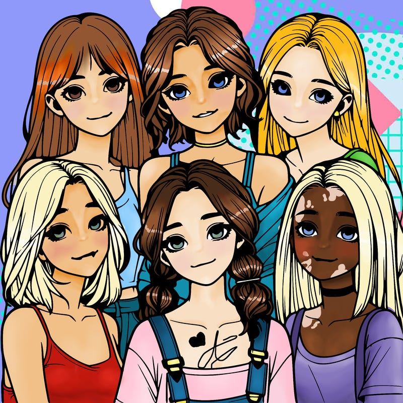 a group of girls realistic