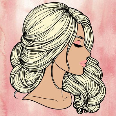 realistic woman's head & hair