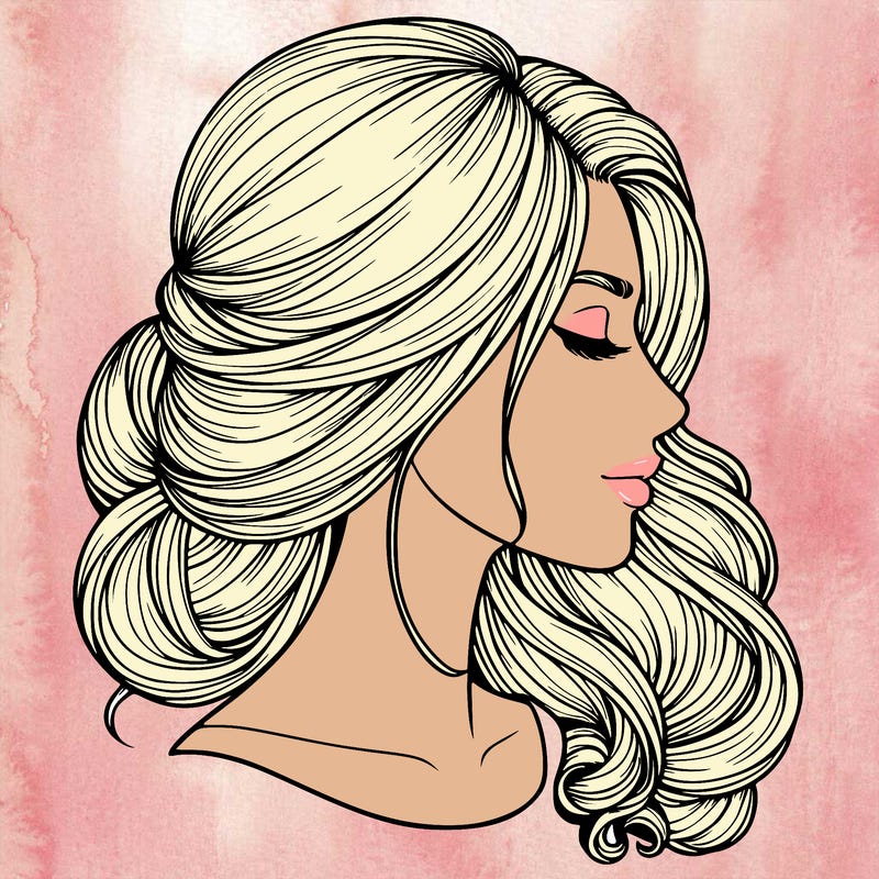 realistic woman's head & hair