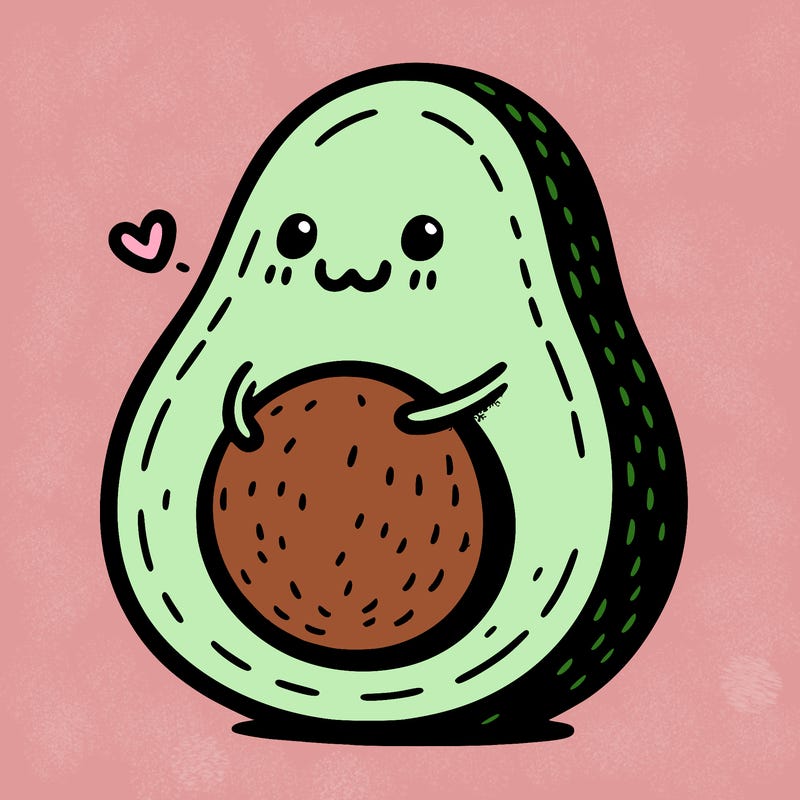 an avocado hugging an avocado