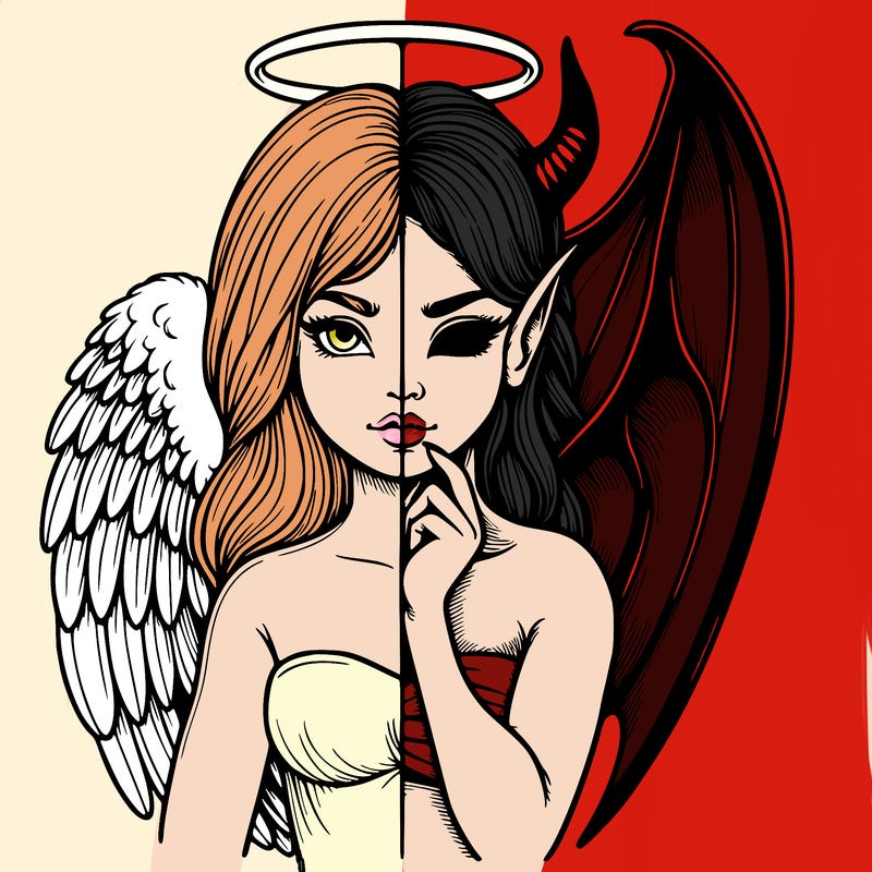 realistic angel half demon