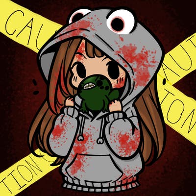 a girl holding a froggy hoodie