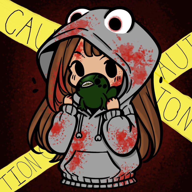 a girl holding a froggy hoodie