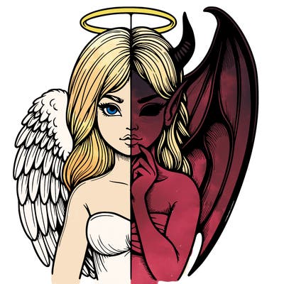 realistic angel half demon