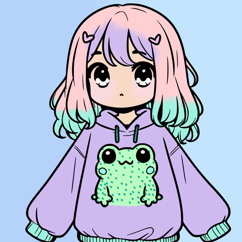 girl wearing frogging sweatshirt