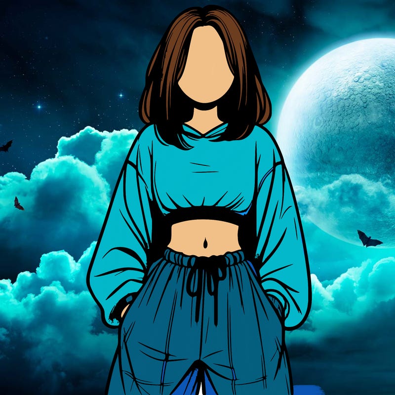 realistic girl faceless with baggy pants and a crop top