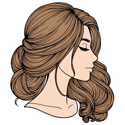 realistic woman's head & hair