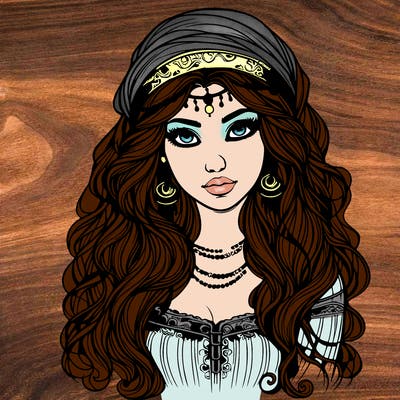 realistic beautiful mysterious gypsy girl
