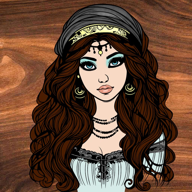 realistic beautiful mysterious gypsy girl