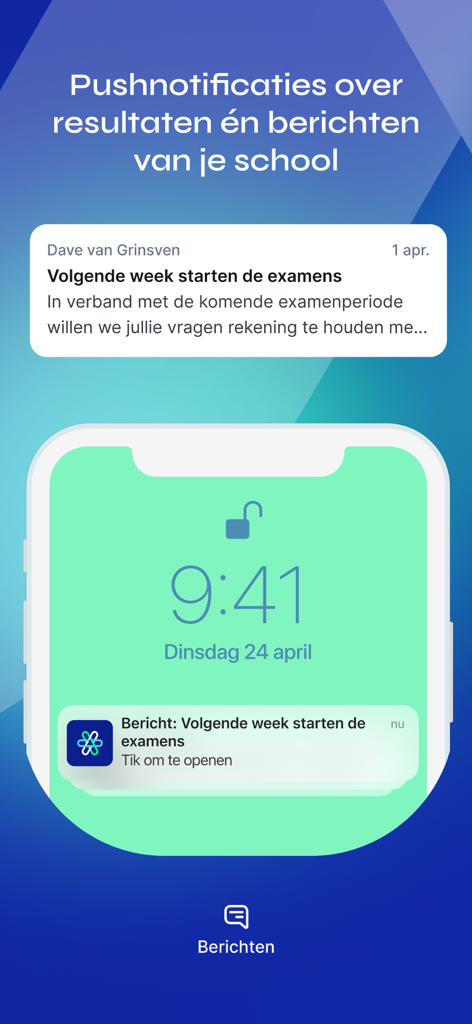 Eduarte Student - L'interfaccia dell'app Eduarte Student che mostra notifiche push scolastiche e messaggi sulla schermata di blocco di uno smartphone.