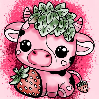 cute strawberry cow