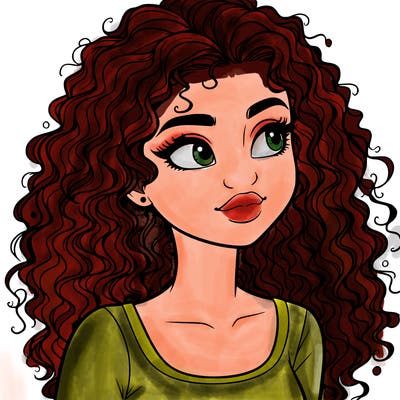 realistic girl with curly hair
