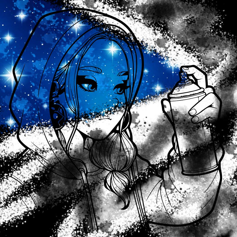 a realistic girl, spray painting