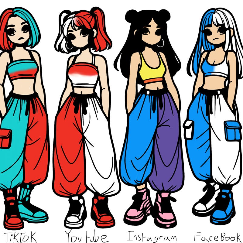 girls with crop top with baggy pants