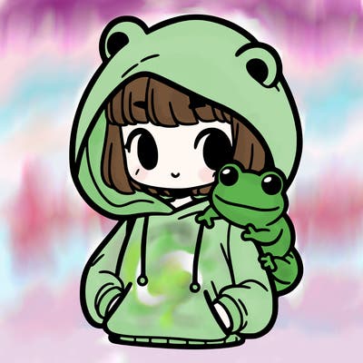 girl and a frog hoodie
