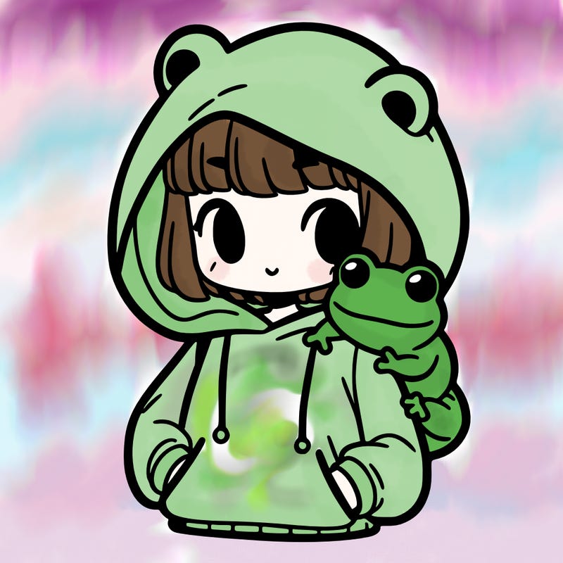 girl and a frog hoodie