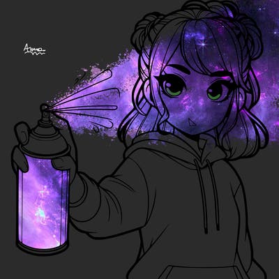 realistic girl is spray painting