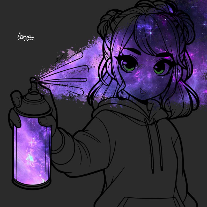 realistic girl is spray painting