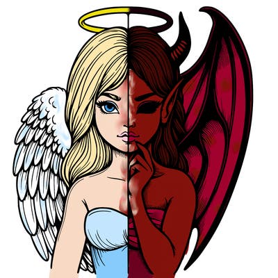 realistic angel half demon